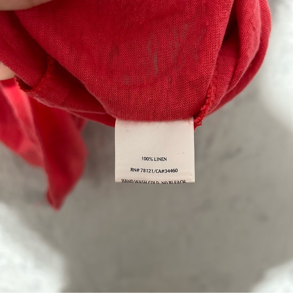 EILEEN FISHER Top M 100% Linen Slub Scoop Neck Short Sleeve Red - Picture 6 of 7